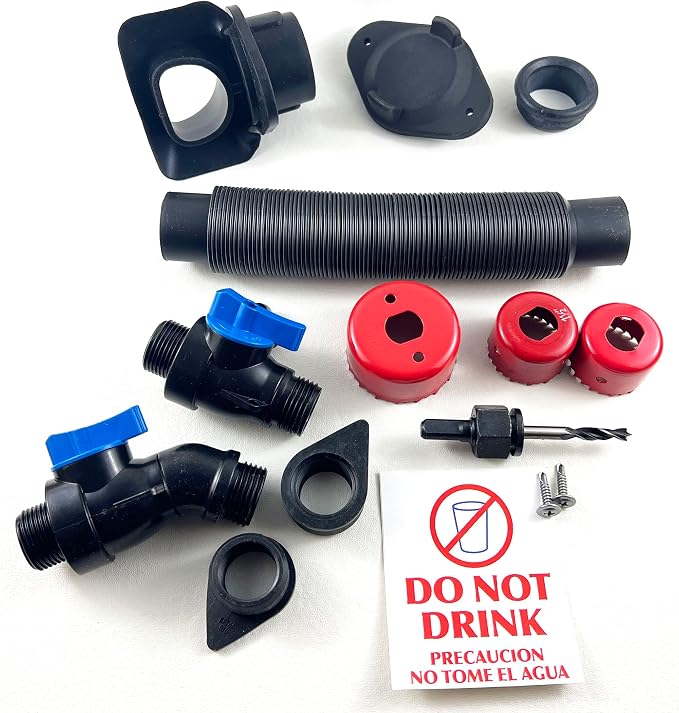 2"x3" Downspout EarthMinded RainBarrel Kit | includes drill bit set + 2 shut off valves