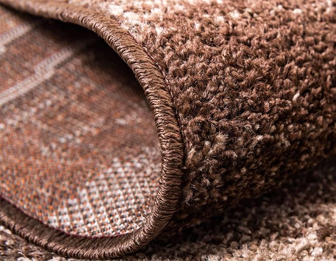 Unique Loom Autumn Collection Modern Contemporary Casual Abstract Area Rug (Brown/ Beige Border, 8 x 10 ft Rectangular)