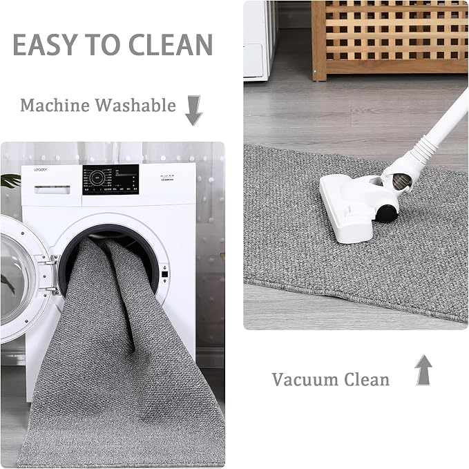 Garvee 9x12 Modern Solid Color Rug for Bedroom Large Living Room Rug, Grey | Non Slip Backing Washable Stain Resistant Non Shedding Textured Neutral Weaving Low Pile Rugs for Nursery Dining Room