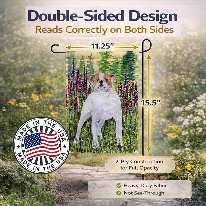 Caroline's Treasures SS8156GF English Bulldog Garden Flag Mailbox Flag Decorative Yard Flag Banner Outside Patio Artwork Yard Flower Beds, Garden Size, Multicolor
