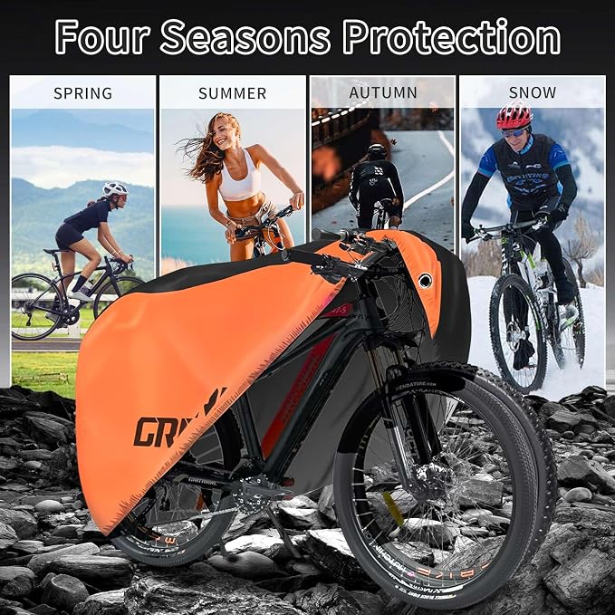 Bike Covers Outdoor Storage Waterproof. It Comes in 3 Colors and 2 Sizes. The Bike Cover is Equipped With a Bike Chain Lock