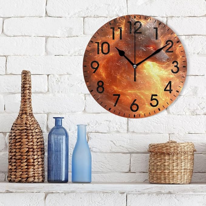 ALAZA Home Decor Fox Magic Stylish Round Acrylic 9.84 Inch Wall Clock Non Ticking Silent Clock Art for Living Room Kitchen Bedroom