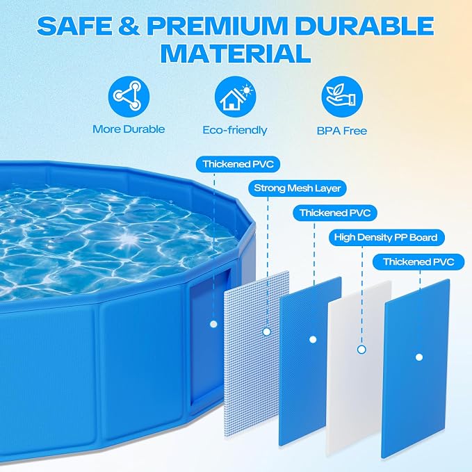 Baby Pool with Canopy, 47" Kiddie Pool with UPF 50+ Sunshade | Foldable Toddler Pool and Kids Pool with Non-slip Design, Portable Setup and Durable Construction for Backyard Summer Fun