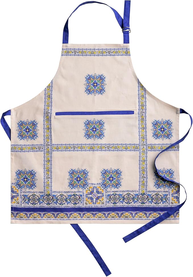 Maison d' Hermine Aprons for women with Pocket 100% Cotton (27.50"x31.50") | Adjustable Neck Strap & long ties Apron Men Chef Wedding Cooking Gardening Server Maid