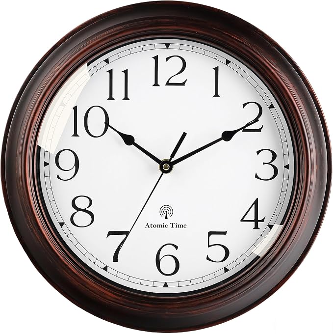 KECYET Atomic Wall Clock 10 Inch, Silent Non-Ticking Vintage Clock Battery Operated Classic Analog Decorative for Kitchen, Living Room, Office, Bedroom, Bathroom (Bronze)