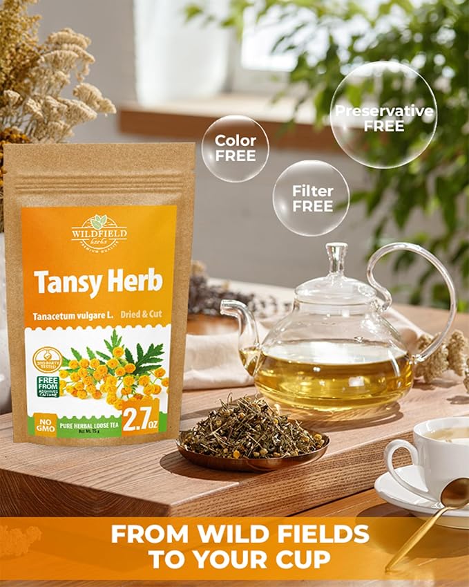 1.8 oz. Pishma Tea Tansy Flowers Herbal Tea (Tanacetum Vulgare L.) - 50g Dried Cut Tansy Flowers Herb