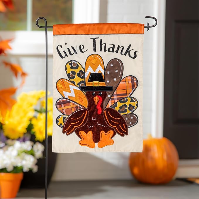 Evergreen Flag Fall Garden Flags Double Sided, Garden Flags for Outside Autumn Decorations for Home, Porch, Yard (Thanksgiving Turkey, 12x18 inch)