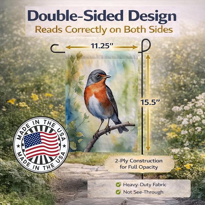 Caroline's Treasures Michigan American Robin Garden Flag Mailbox Flag Decorative Yard Flag Banner Outside Patio Artwork Yard Flower Beds, Garden Size, Multicolor