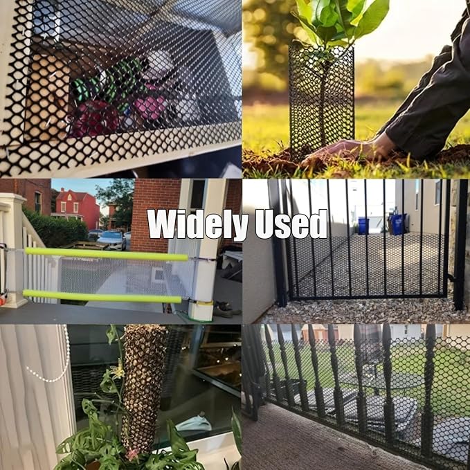 Plastic Wire Mesh Fence Roll, GENNIZZ 35.4IN x 50FT Plastic Chicken Wire Mesh, Balcony Garden Netting Fencing Barrier for Cat Dog (0.9m x 15m)