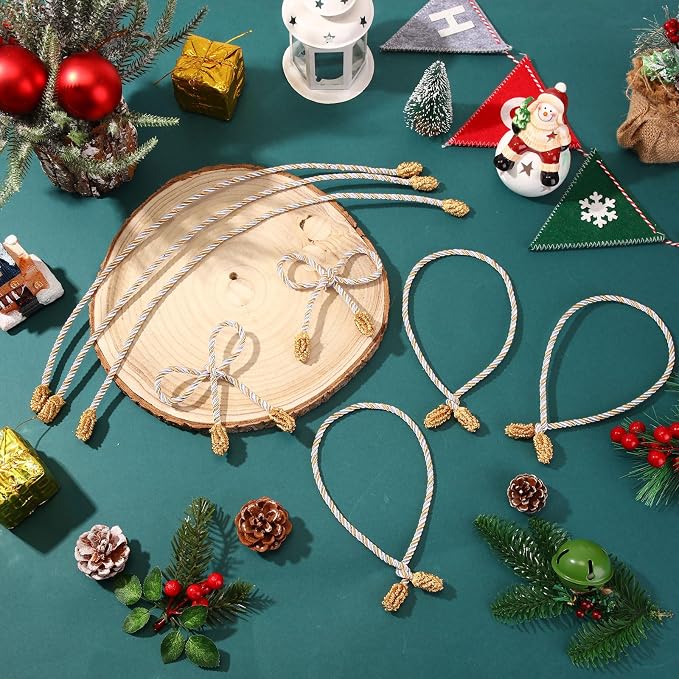 Zhengmy 20 Pcs 25 Inch Extra Long Christmas Garland Ties Christmas Decorative Twist Ties for Banister Reusable Flexible Twist for Holiday Xmas Home Decorations Craft Wrapping (Gold Silver White)