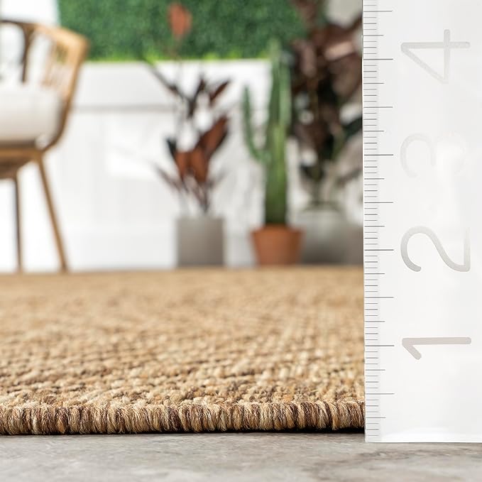 Nuloom Ranya Light Brown/Ivory, 9'6" x 12', Tribal Geometric, Soft and Cozy, High Traffic, Stain Resistant, Easy Clean, Durable Area Rug for Indoor/Outdoor Patio, Deck, Porch, Garden, Courtyard