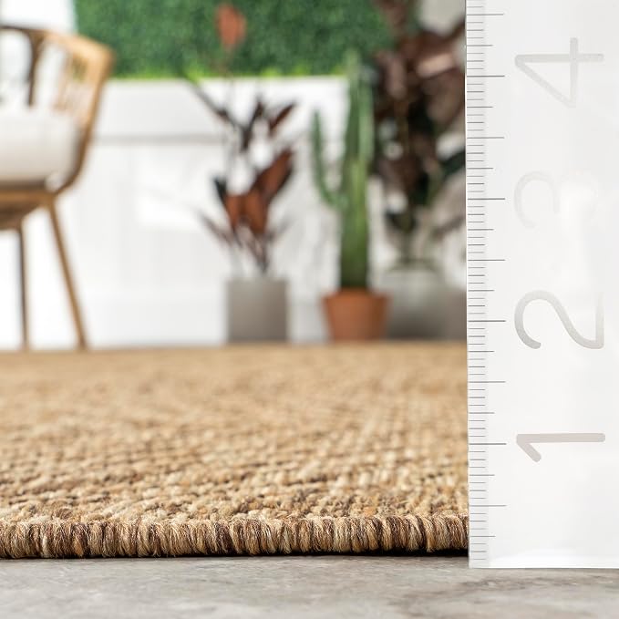 Nuloom Ranya Light Brown/Ivory, 4' Square, Tribal Geometric, Soft and Cozy, High Traffic, Stain Resistant, Easy Clean, Durable Area Rug for Indoor/Outdoor Patio, Deck, Porch, Garden, Courtyard