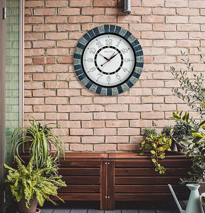 Bulova C3392 Outdoor Lighted Patio Clock | Weather-Resistant | Large Numerals | Elegant Finish | Outdoor | Battery Powered