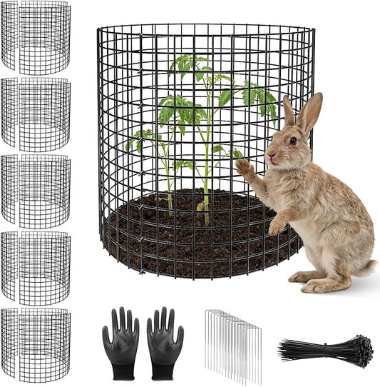 Plant Protector from Animals, 6 Set Plant Cages for Outdoor Plants 12'' x 16'' Metal Wire Protectors for Plants, Protection Cages with Stakes & Zip Ties, to Keep Rabbits Chicken Duck Out for Garden