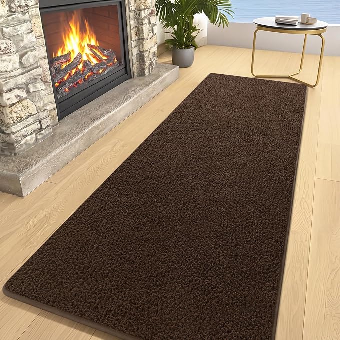 AROGAN 2x8 Runner Rug for Hallway, Long Runner Rugs Non Slip, Coffee | Soft Washable Memory Foam Carpet for Bedroom, Non Slip Backing Runners Rug for Hallways, Kitchen, Bathroom, Entryway Home