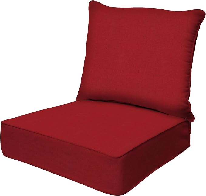 Honeycomb Outdoor Heritage Deep Seat, 23 x 25,Textured Solid Imperial Red Removable Cover, Chair Cushion with Removable Cover, for Patio Furniture