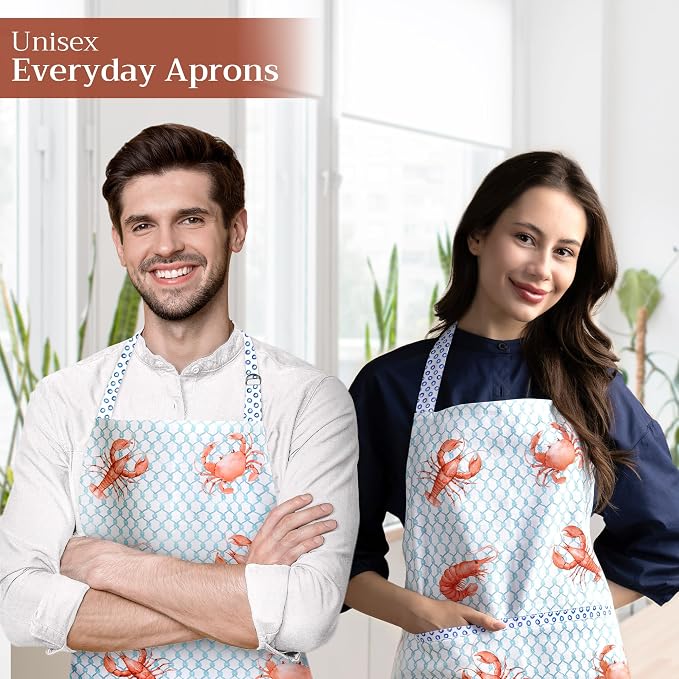 Maison d' Hermine Aprons for women with Pocket 100% Cotton (27.50"x31.50") | Adjustable Neck Strap & long ties Apron Men Chef Wedding Cooking Gardening Server Maid