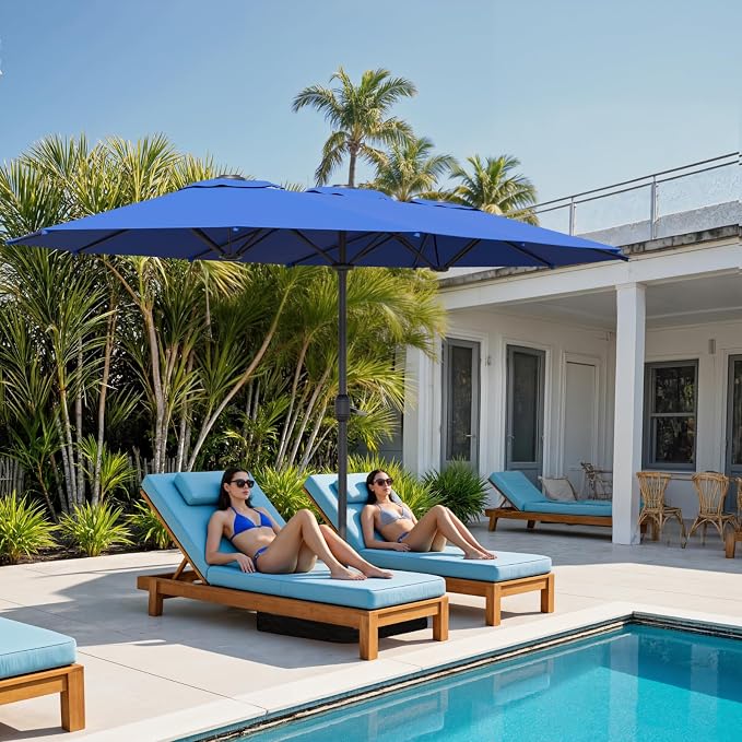 Sannwsg Outdoor Patio Umbrella,Table Umbrella with Push Button Tilt and Crank,Market Umbrella with 8 Sturdy Ribs,Yard Umbrella