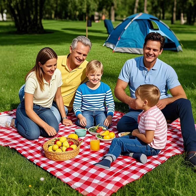 Outdoor Picnic Blanket,Extra Large Picnic Blanket Beach Blankets, Picnic Mat Waterproof Sand Proof Foldable Portable for Outdoor Camping Hiking Travel Grass Music Festival Lawn Mats (red)
