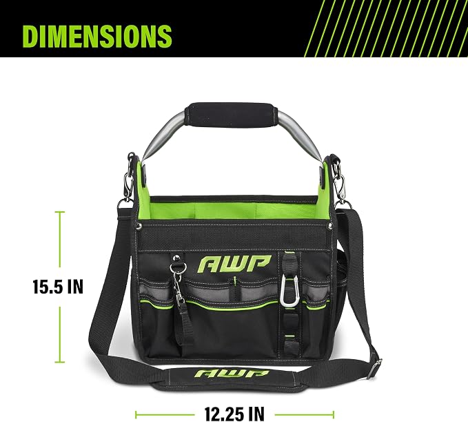 AWP Tool Bags, Premium Tool Bag, Black, Durable Tool Tote, for Professionals and Contractors