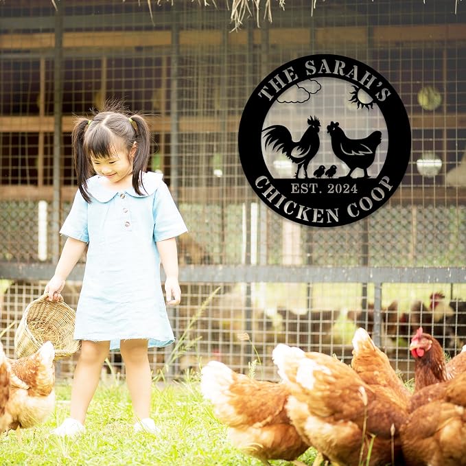 Personalized Metal Chicken Coop Sign | Custom Farm Name Plaque | Custom Chicken Name Sign | Outdoor Farmhouse Decor | Rustic Chicken Coop Metal Sign | Chicken Coop Gifts | Chicken Decor