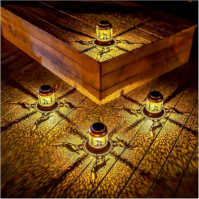 Wolf Solar Lanterns Outdoor Waterproof Hanging Solar Lights Wolf Gifts for Men/Women/Wolf Lovers Gifts Metal Decorative LED Wolf Lanterns for Garden Decor,Patio,Lawn,Pathway,Yard