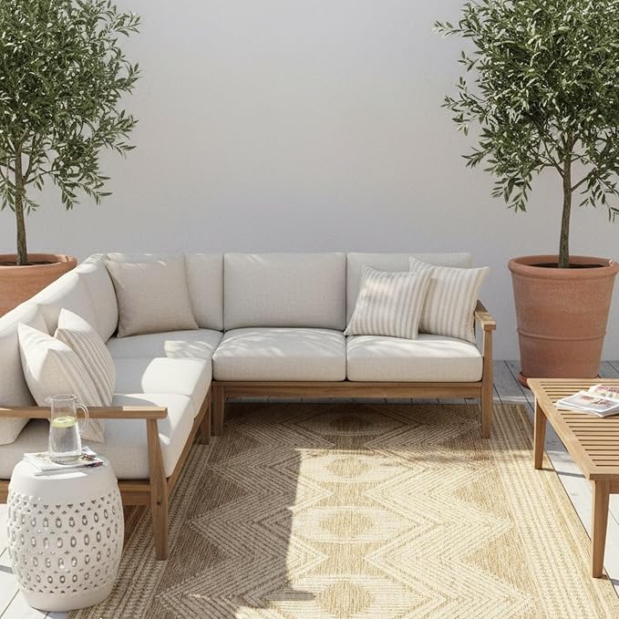 Nuloom Ranya Light Brown/Ivory, 6' 7" x 9', Tribal Geometric, Soft and Cozy, High Traffic, Stain Resistant, Easy Clean, Durable Area Rug for Indoor/Outdoor Patio, Deck, Porch, Garden, Courtyard