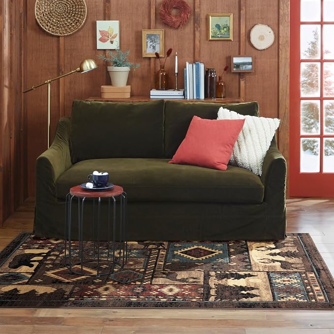 Home Dynamix Buffalo Bear Area Rug, 1'8"x2'7", Brown/Red, Rectangular