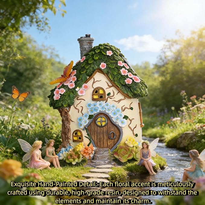Fairy Garden Houses, Fairy Houses,Fairy Houses for Outside,Fairy Garden Houses Outdoor,Solar Fairy Garden,gnome House,Fairy Garden,Fairy Garden Accessories, for Women Gift/Teenage Gift