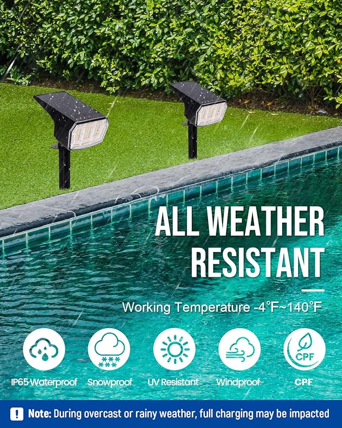 AUDERWIN Solar spotlights Outdoor 63 LED 3 Lighting Modes, IP65 Waterproof Lighten Yard Garden House Garage Pathway for Christmas Decorations-10 Pack