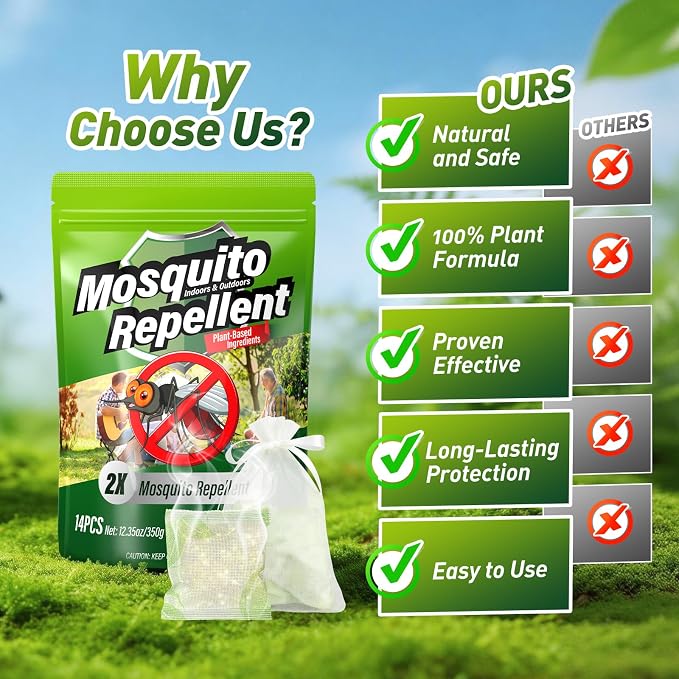 Mosquito Repellent Outdoor Patio, Mosquito Repellent for Yard, Natural Mosquito Deterrent for Outdoor Indoor Backyard Patio Camping Garages, 14 Pack