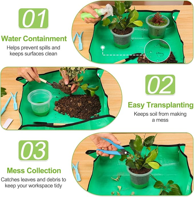 59Pcs Clear Nursery Pots Kits with Grow Light Includes 22 Pack 4'' Seed Starter Pots with Silicone Base & Lids, Clear Plant Pots for Propagation, Seedling Pots Kit with Drainage, Labels, Repotting Mat