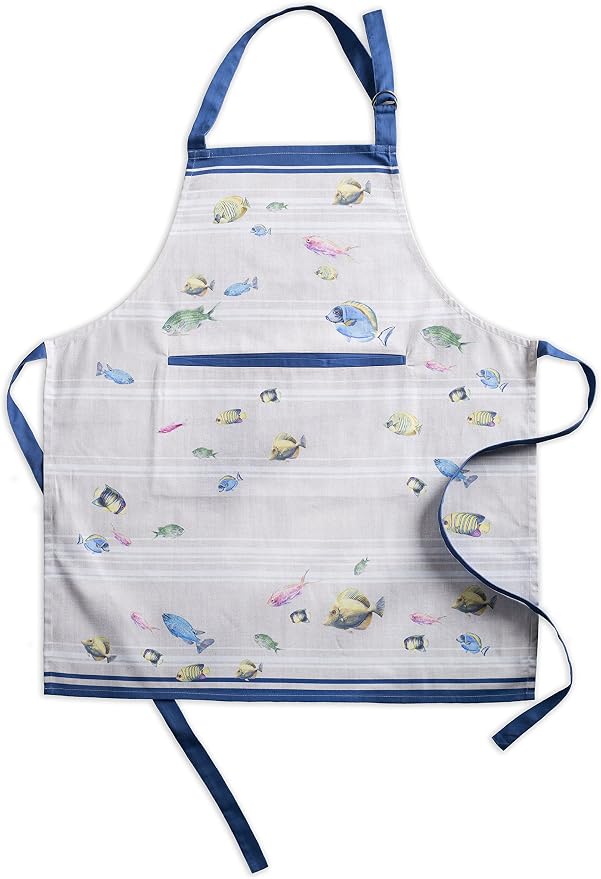 Maison d' Hermine Aprons for women with Pocket 100% Cotton (27.50"x31.50") | Adjustable Neck Strap & long ties Apron Men Chef Wedding Cooking Gardening Server Maid