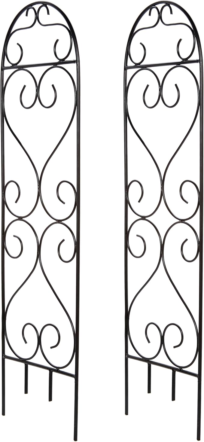 Hosley Set of 2 Iron Wave Pot Trellis 7.5" W x 27" H, Ideal Gift for Floral Arrangements Wedding or Party and Use Next to Structures Home or in Planters for Growing Floral Plants Vines and Vegetable