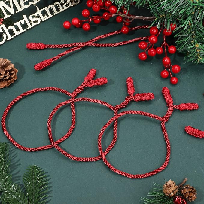 Zhengmy 8 Pcs 20 Inches Christmas Garland Ties Christmas Decorative Twist Ties for Banister Reusable and Flexible Twist for Xmas Home Decorations Holiday Craft Wrapping (Red)