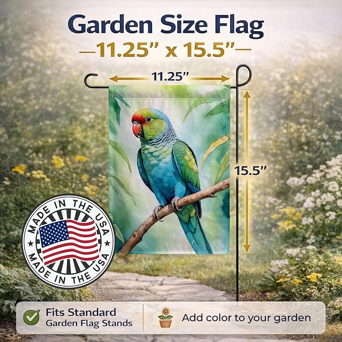 Caroline's Treasures African Ringneck Parrot Garden Flag Mailbox Flag Decorative Yard Flag Banner Outside Patio Artwork Yard Flower Beds, Garden Size, Multicolor