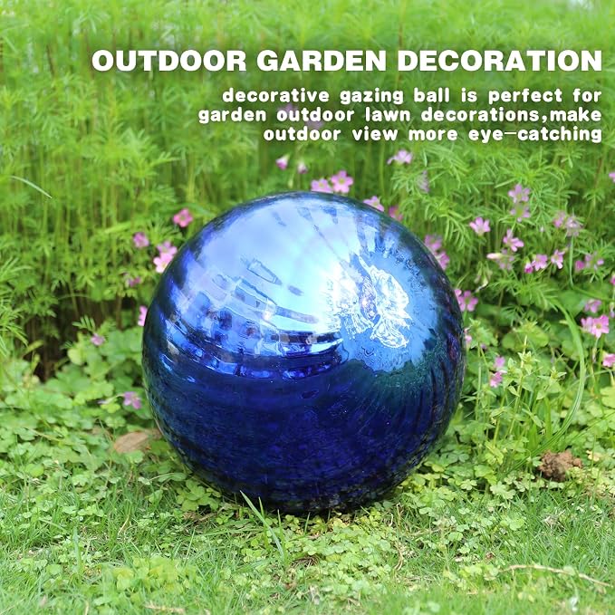 VCUTEKA Gazing Ball, Garden Mirror Gazing Globe for Outdoor Yard Decor, 10" | Garden Globes, Glass Mirror Polished Hollow Ball Reflective Garden Sphere for Home Garden Lawn Outdoor Yard Decorative