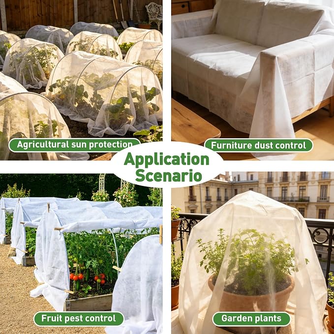 2 Pack Plant Covers Freeze & Sun Protection,10ft x 33ft Frost Cloth Plant Cover Blanket for Outdoor Plants Winter or Floating Row Covers Freeze Protection Garden Covers for Vegetables Insect