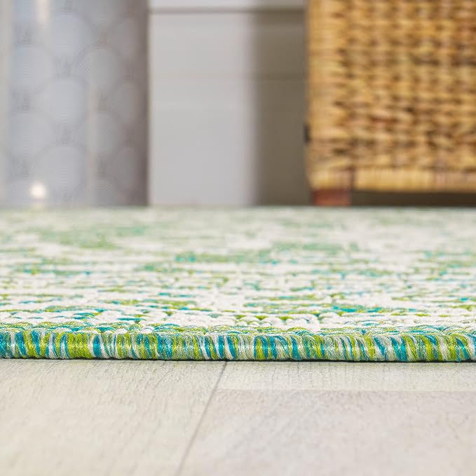 JONATHAN Y Medallion Weave Indoor Outdoor Area Rug 3X5 Cream/Green, Sinjuri Textured for Backyard, Patio, Porch, Easy-Cleaning, High Traffic, Pet-Friendly, Non-Shedding (SMB101H-3)