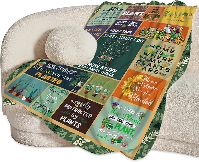 Gardening Lover Gifts Throw Blanket for Women Plant Gardeners Blanket Garden Blankets Plush Cozy Flannel Fleece Fuzzy Party Blanket 60"X50"