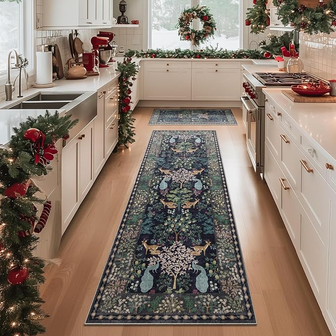 Washable Runners for Hallways Kitchen Rug: 2'6"x8' Runner Rug Stain Resistant Non Slip Low Pile Soft Carpet Runner Rug for Entryway Bedroom Beside Bathroom Laundry Room