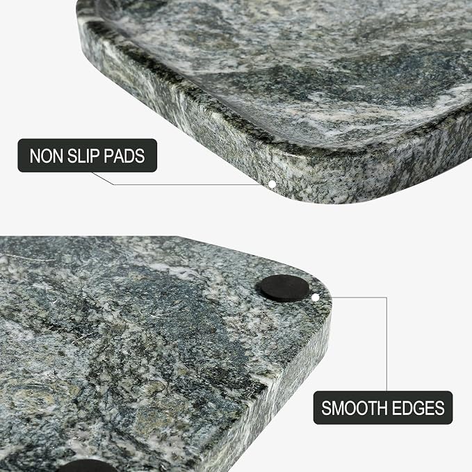 Koville Marble Tray, 12"x8" Natural Marble Vanity Tray for Countertop Bathroom Kitchen Dresser, Marble Catchall Trays for Perfume Jewelry, Decorative Rectangular Tray Home Decor(Green)