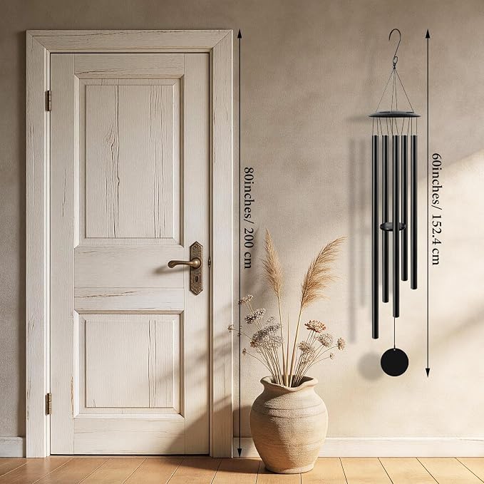 gisgfim 60" Extra Large Wind Chimes for Outside Deep Tone Big Soothing Aluminum Wind Chimes Tuned for Outdoor Big Huge Long Windchimes for Outdoor Garden Patio Balcony Porch Decor