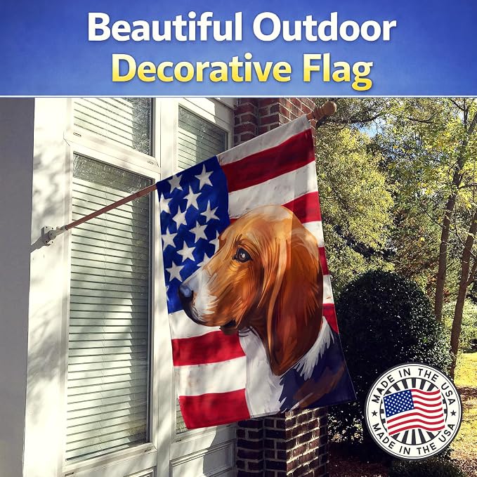 Caroline's Treasures CK6746CHF Treeing Walker Coonhound American Flag House Flag Large Porch Sleeve Pole Decorative Outside Yard Banner Artwork Wall Hanging, Polyester, House Size, Multicolor