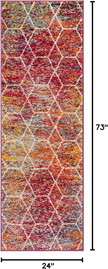 Unique Loom Trellis Frieze Collection Area Rug - Geometric (2' x 6' Runner, Multi/ Ivory)
