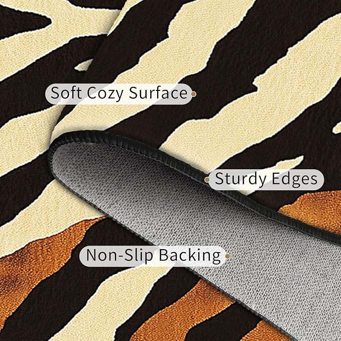 Brown Zebra Print Area Rug Modern Animal Stripes Rugs for Living Room 5×7