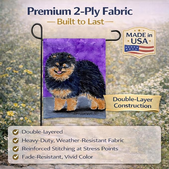 Caroline's Treasures SS8687GF Pomeranian Garden Flag Mailbox Flag Decorative Yard Flag Banner Outside Patio Artwork Yard Flower Beds, Garden Size, Multicolor