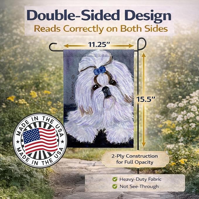 Caroline's Treasures SS8685GF Shih Tzu Garden Flag Mailbox Flag Decorative Yard Flag Banner Outside Patio Artwork Yard Flower Beds, Garden Size, Multicolor