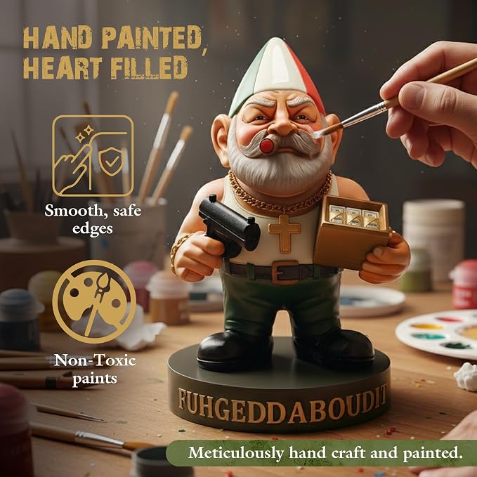 Vito CorleGnome' - 11’’ Funny Gnome Decorations/Ornaments/Figurines for Home/Yard/Patio/Garden/Indoor Statues - Italian Decor - Grandmother Mom Non Solar