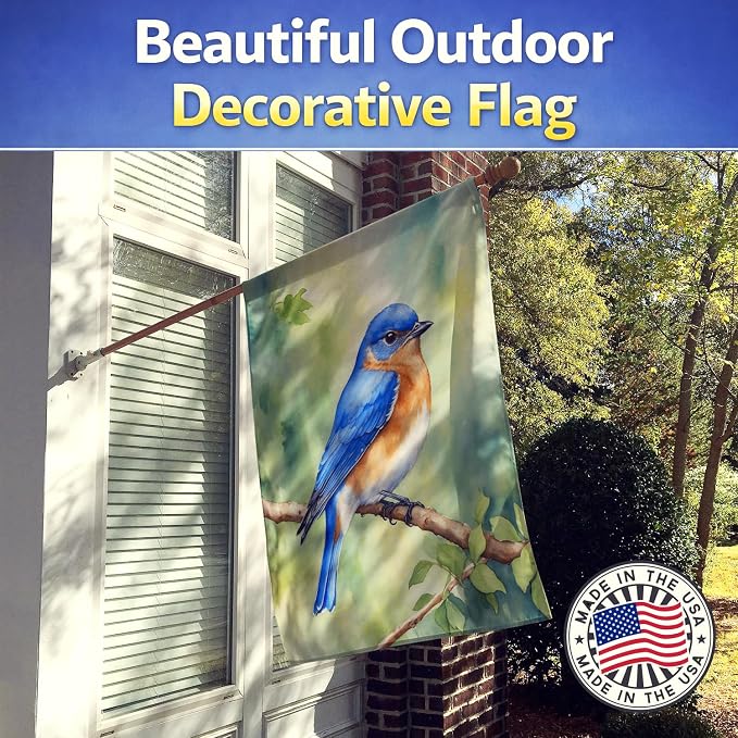 Caroline's Treasures New York Eastern Bluebird House Flag Large Porch Sleeve Pole Decorative Outside Yard Banner Artwork Wall Hanging, Polyester, House Size, Multicolor